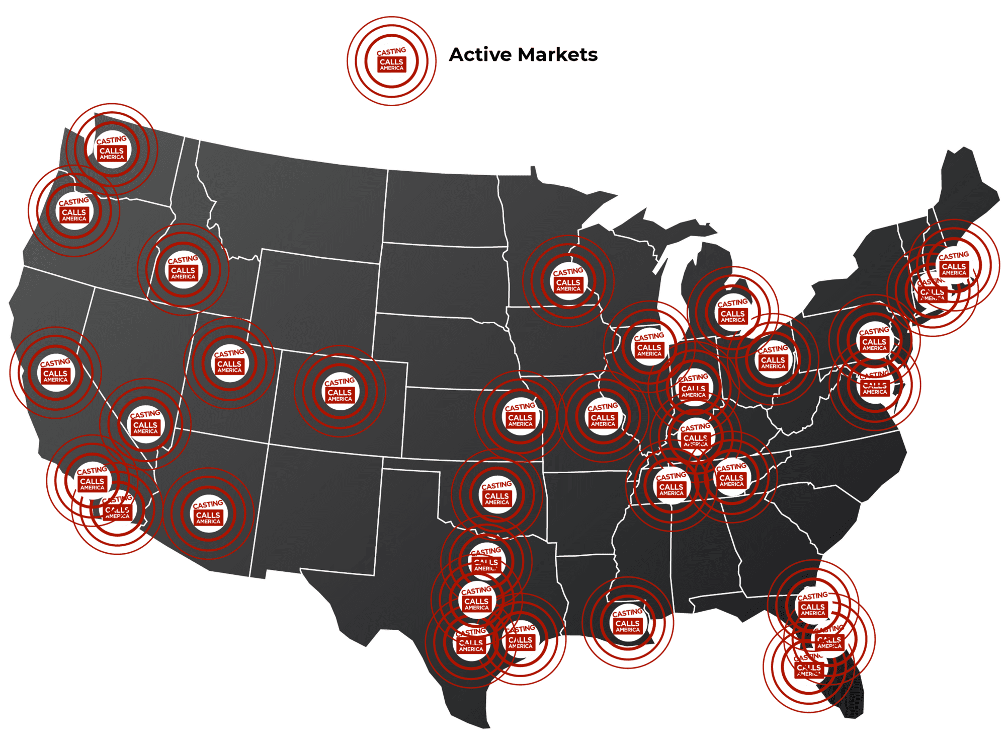 Casting Calls America coverage map - Instant Auditions